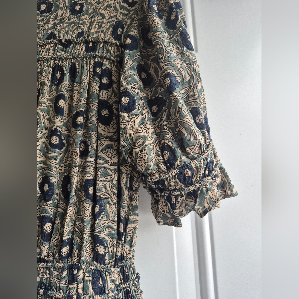 Sea New York Lucia Smocked Mini Dress - Clover Multi Green/Black Floral Print - Picture 2 of 11